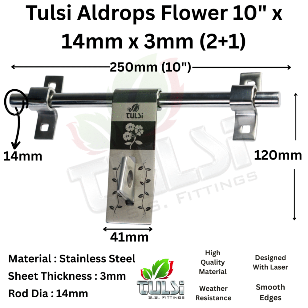 Tulsi Door Kit Flower 10" Stainless Steel Hardware (Pack of 1Set) - Image 2