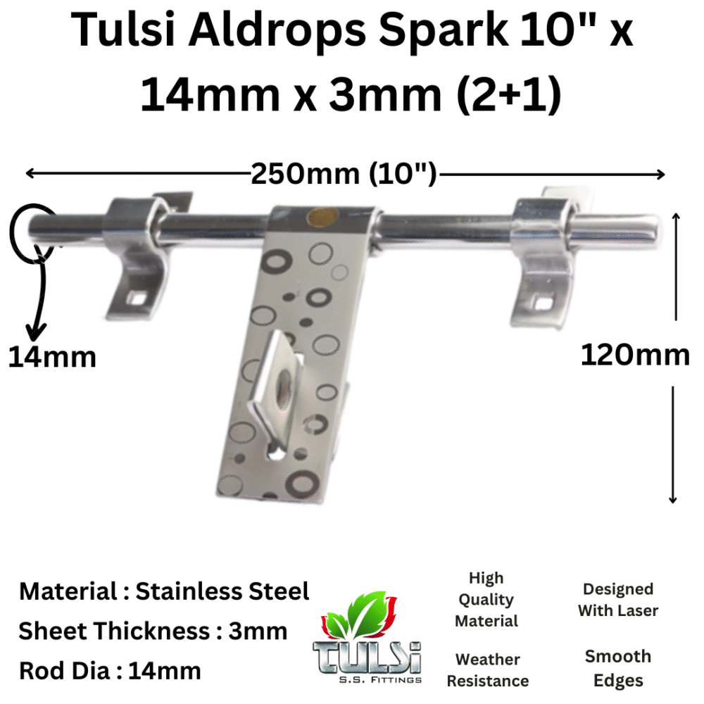 Tulsi S S Door Kit Laser Spark 10" (Pack of 1Set) - Image 2