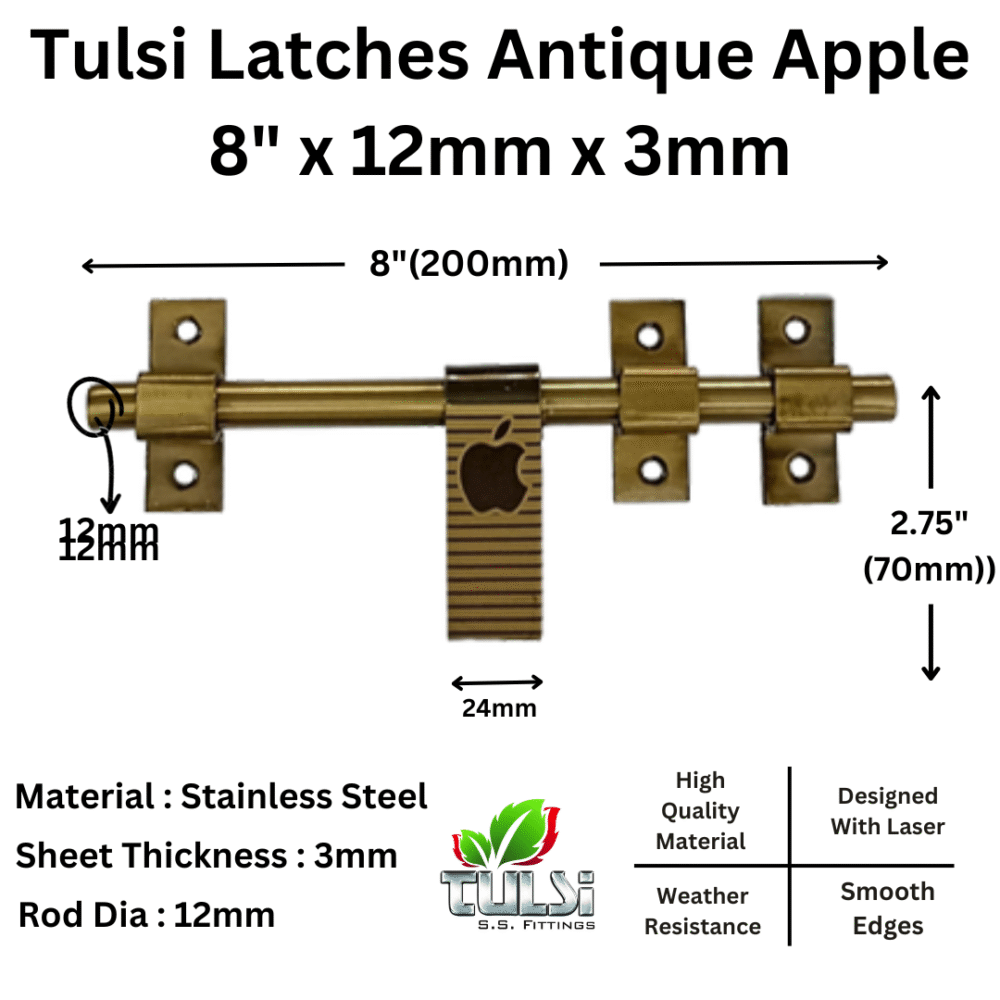 Door Kit Antique Apple 10" Stainless Steel (Pack of 1Set) - Tulsi - Image 4