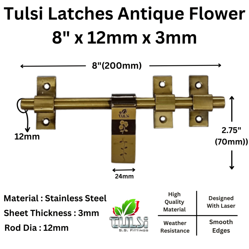 Latches Antique Flower 8 x 12mm x 3mm