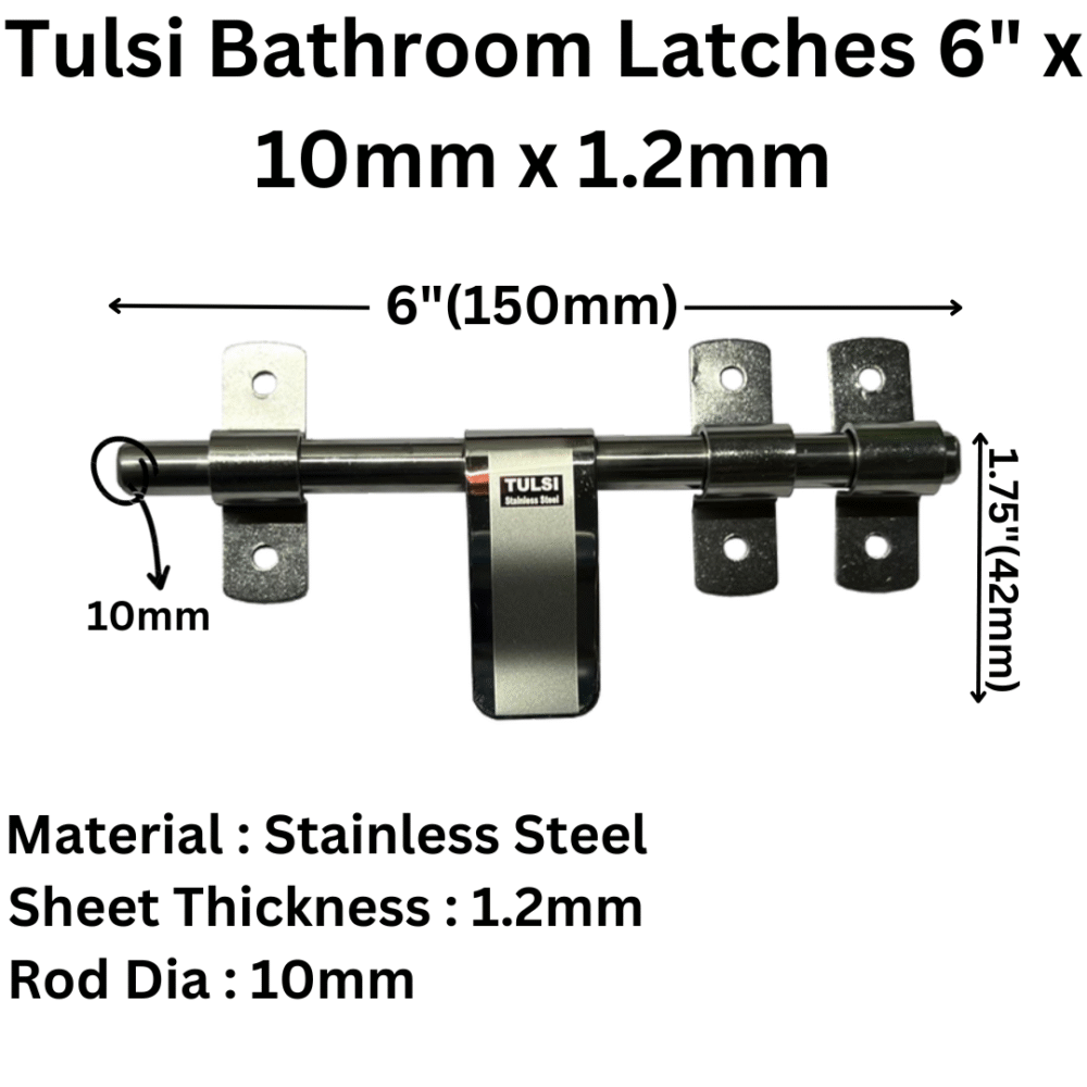 Bathroom Door Kit Aldrops Combo Laher 6" (10mm x 1.2mm) Stainless Steel (Pack of 1Set)- Tulsi - Image 3