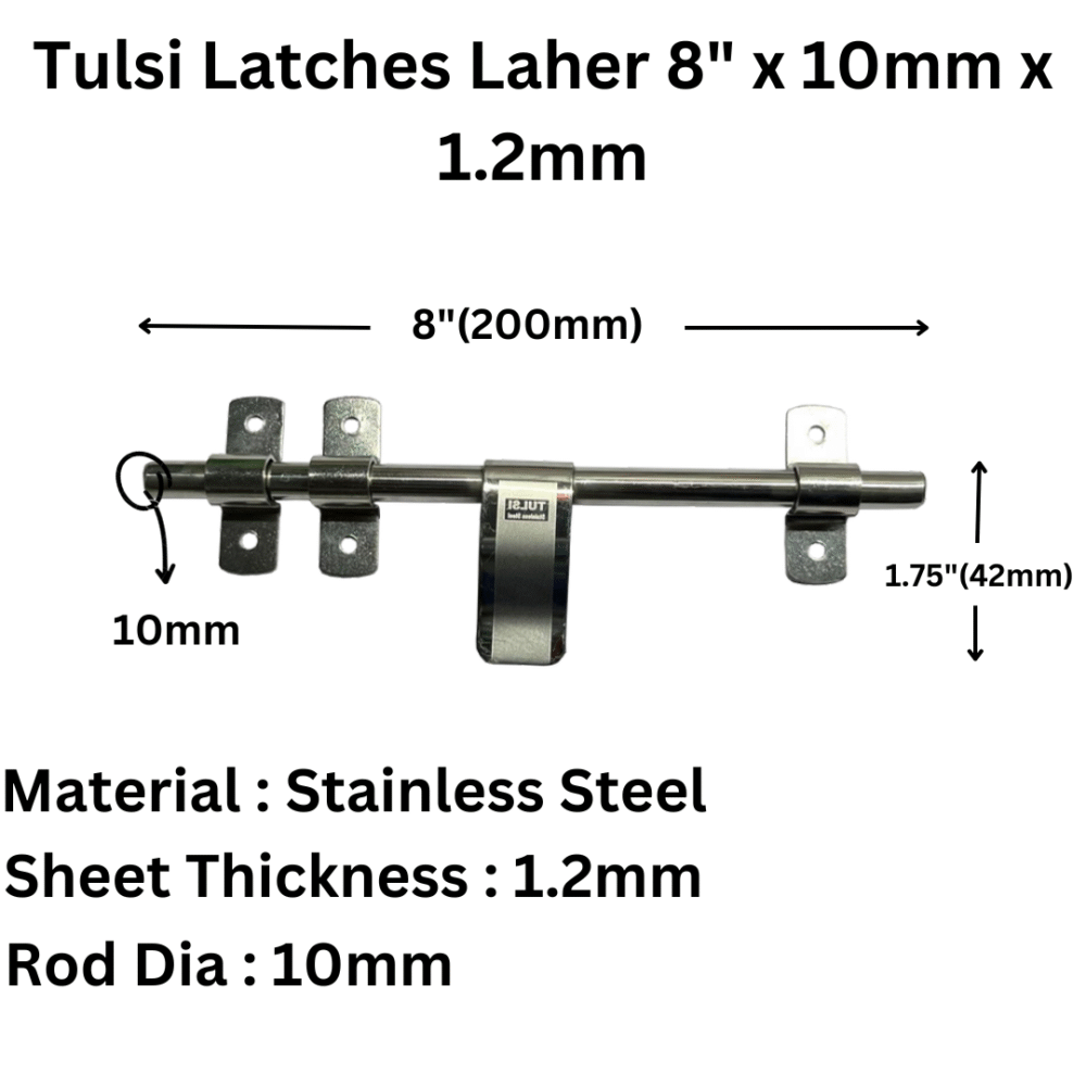 Tulsi Bathroom Door Kit Aldrops Combo Laher 8" + 8" (10mm x 1.2mm)   Stainless Steel (Pack of 1Set) - Image 3
