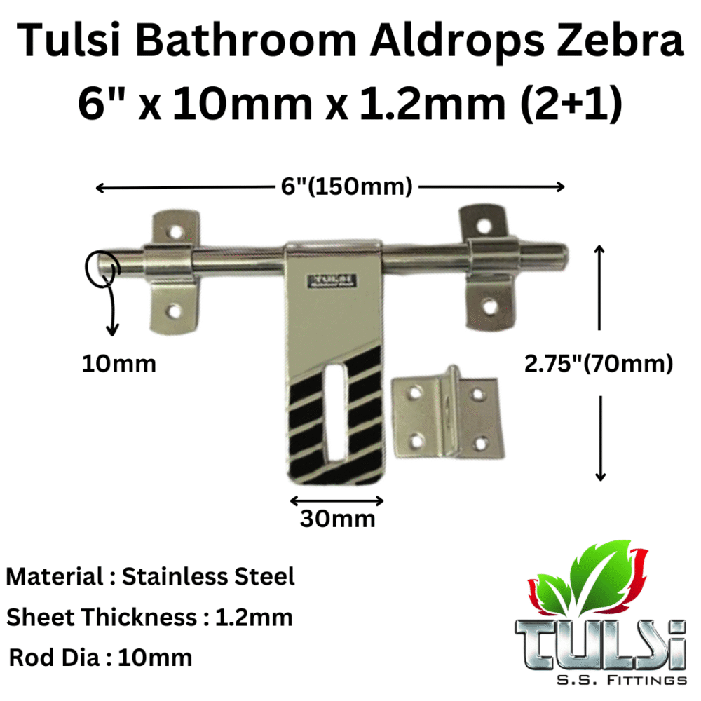 Bathroom Aldrops Zebra 6 x 10mm x 1.2mm (2+1)