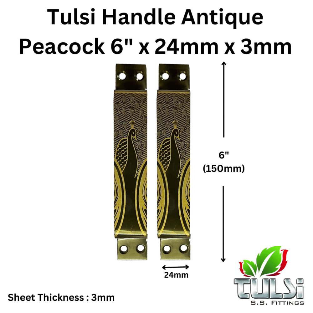 Tulsi Door Kit Antique Peacock 10" Stainless Steel (Pack of 1Set) - Image 4