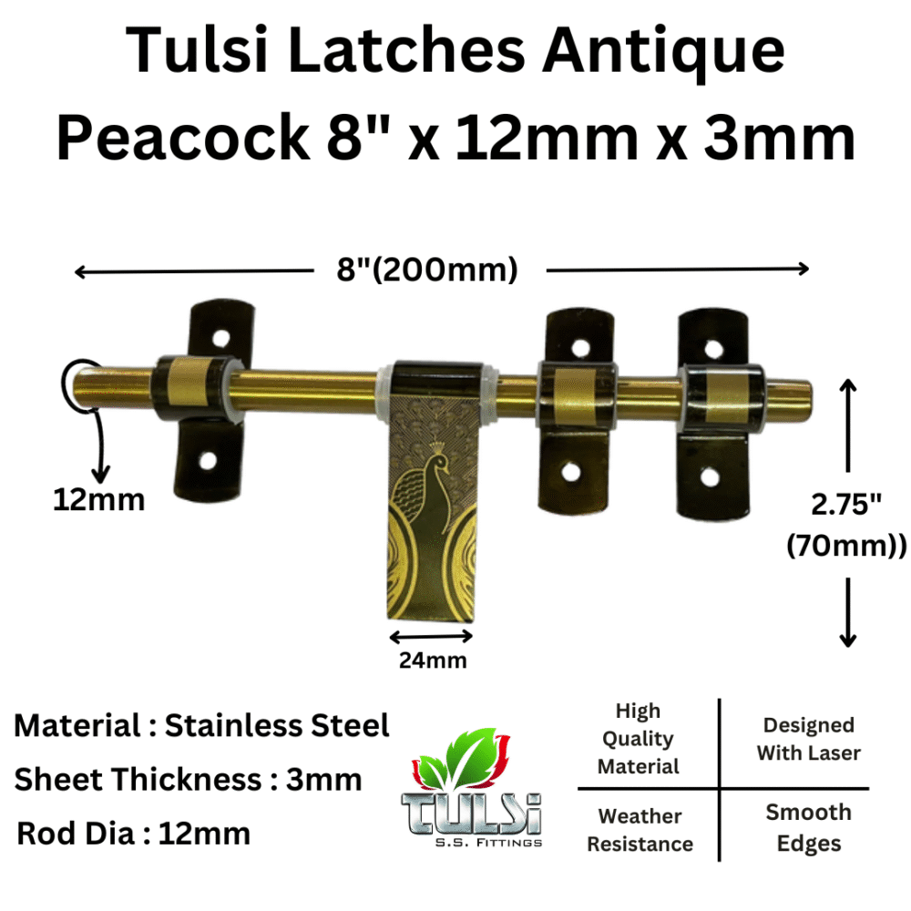 Tulsi Door Kit Antique Peacock 10" Stainless Steel (Pack of 1Set) - Image 3
