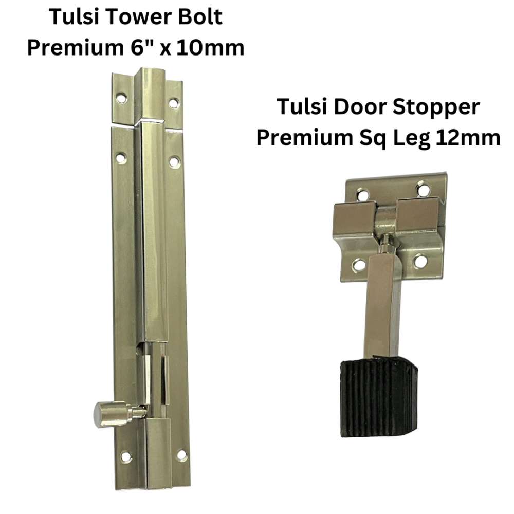Tower bolt P 6 x 10mm and D Stopper Sq leg 12mm